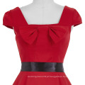 Grace Karin Stock Manga Manga Quadrada Comprimento Alto Stretchy Retro Style Red Vintage Dress CL008951-2